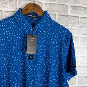 Byrd Gang Royal Blue Polka Dot Performance Stretch UPF 50+ Golf Polo Mens SMALL